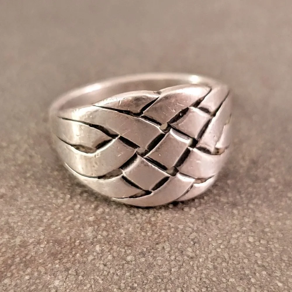 Retired James Avery Sterling Wide Woven Ring
